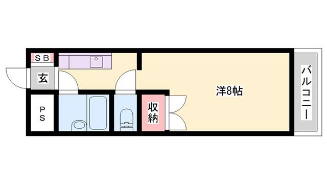 ロッキーコート太子(1K/2階)の間取り写真