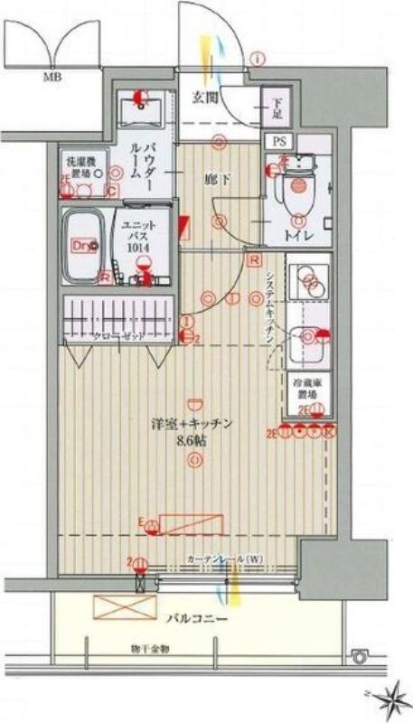 パルティール金山(ワンルーム/2階)の間取り写真