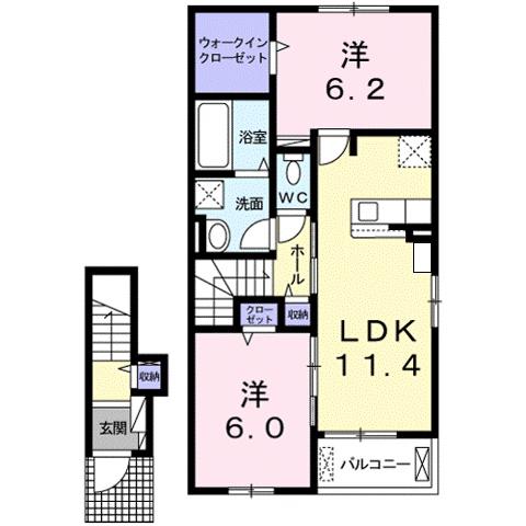 GRAN PASEO(2LDK/2階)の間取り写真