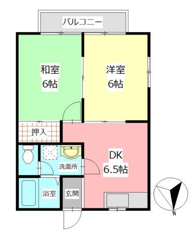 スターハウス(2DK/2階)の間取り写真