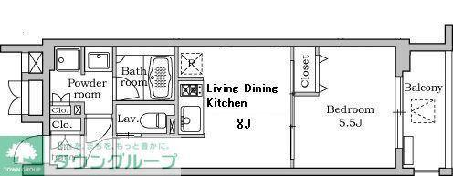 レジディア千鳥町(1LDK/2階)の間取り写真
