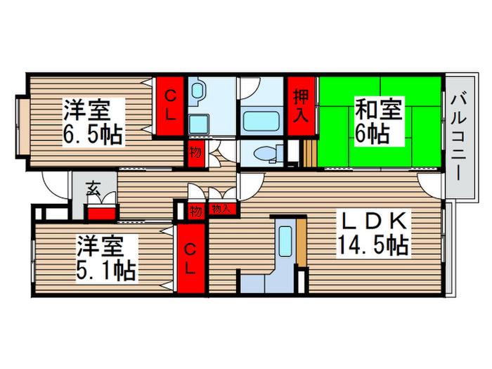 ISM南柏(3LDK/5階)の間取り写真