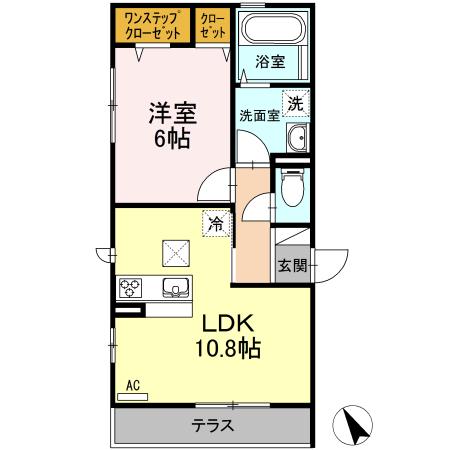 ウインドワード(1LDK/1階)の間取り写真