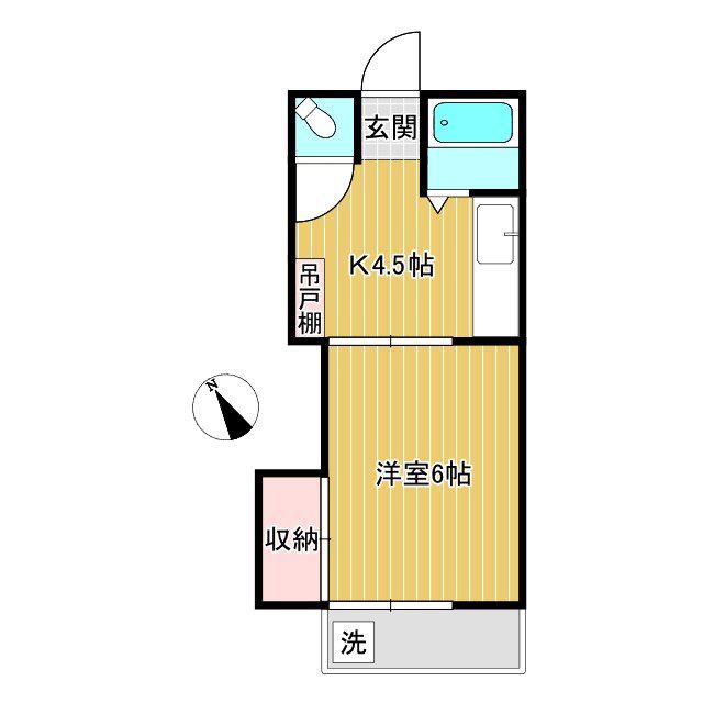 後藤荘(1K/2階)の間取り写真