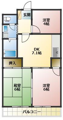グリーンパーク湘南(3DK/1階)の間取り写真