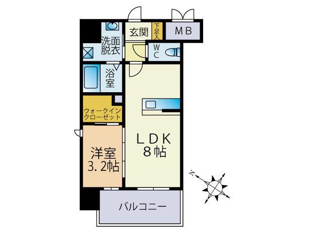 ワイ エム フラット(1LDK/4階)の間取り写真