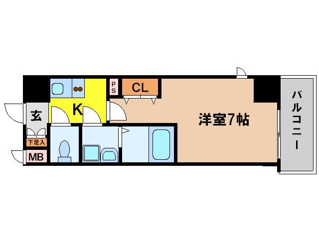 グランルージュ中之島南(1K/13階)の間取り写真