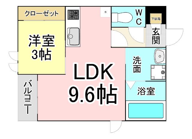 レガリスト戸畑(1LDK/1階)の間取り写真