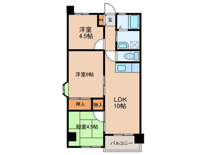 レジデンス田上台(3LDK/1階)の間取り写真