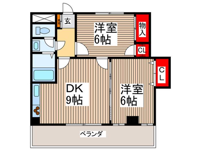 メゾンドール(2DK/4階)の間取り写真