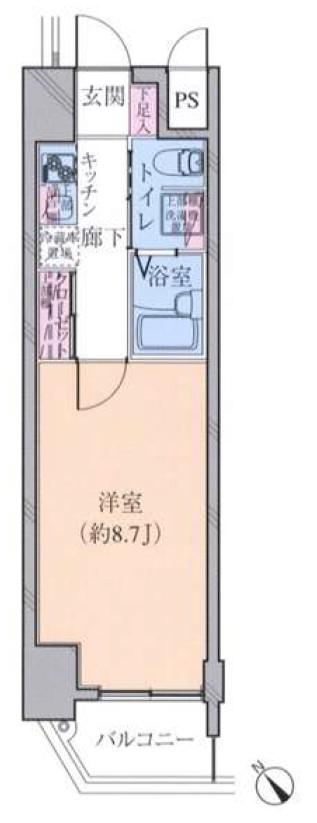 MUSIC JOY根岸(1K/4階)の間取り写真