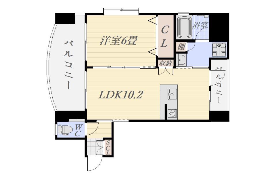 山吹壱番館(1LDK/5階)の間取り写真