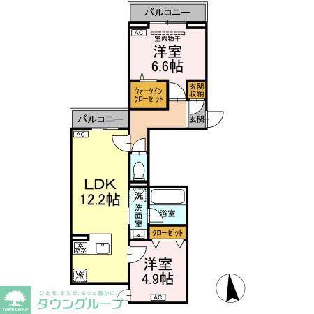 セレスティア東保木間II(2LDK/3階)の間取り写真