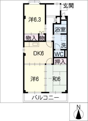 セントポーリア武路(3DK/2階)の間取り写真