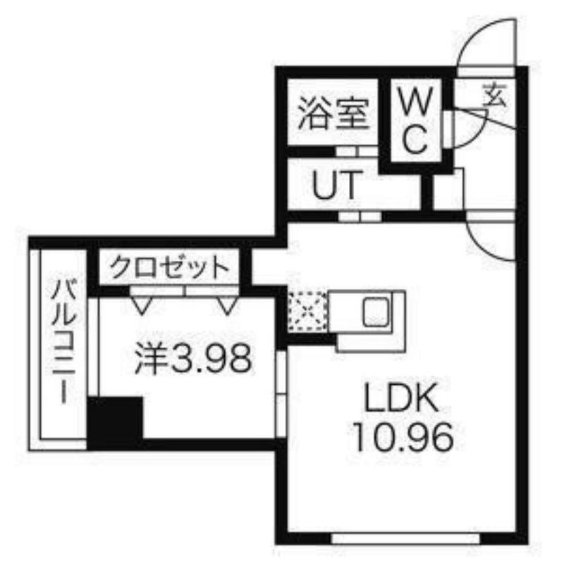 カサ・ヴェルデ平岸(1LDK/3階)の間取り写真