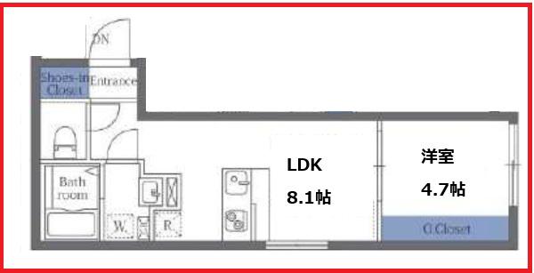 ラフォート森下(1LDK/1階)の間取り写真