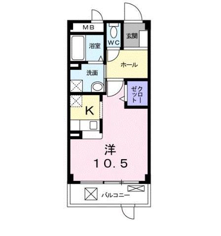 アドニスコート パートIII(1K/1階)の間取り写真