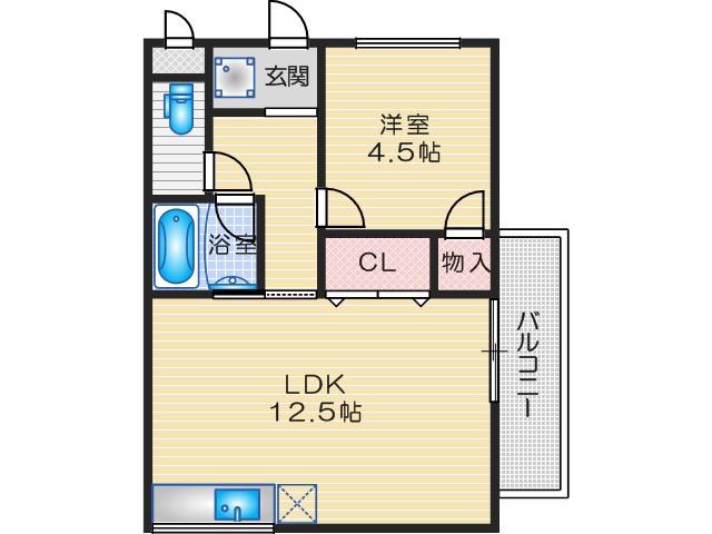 マンション一里塚(1K/4階)の間取り写真