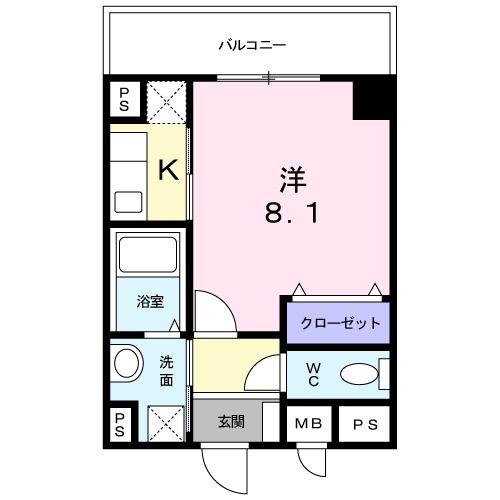 フローリッシュ相模大野(1K/2階)の間取り写真