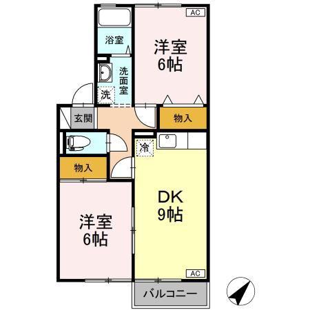 レグルスタガ(2DK/2階)の間取り写真