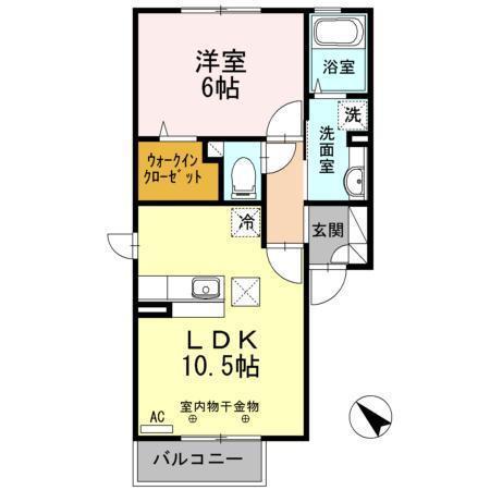 コモライズ新井田西 C(1LDK/1階)の間取り写真