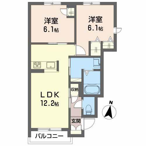 クオーレ(2LDK/1階)の間取り写真