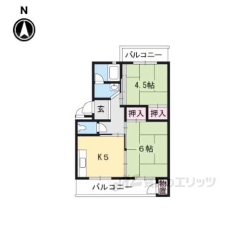 びわ湖美空団地6号棟(2DK/5階)の間取り写真