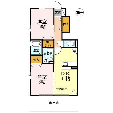 富山地鉄本線 越中荏原駅 徒歩26分 2階建 築14年(2DK/1階)の間取り写真