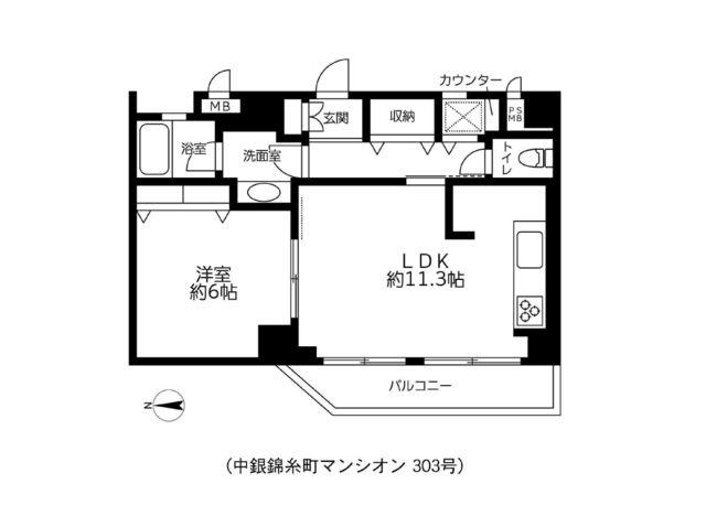 中銀錦糸町マンシオン(1LDK/3階)の間取り写真