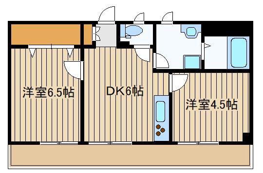 メゾン・ド・下屋敷I(2DK/2階)の間取り写真