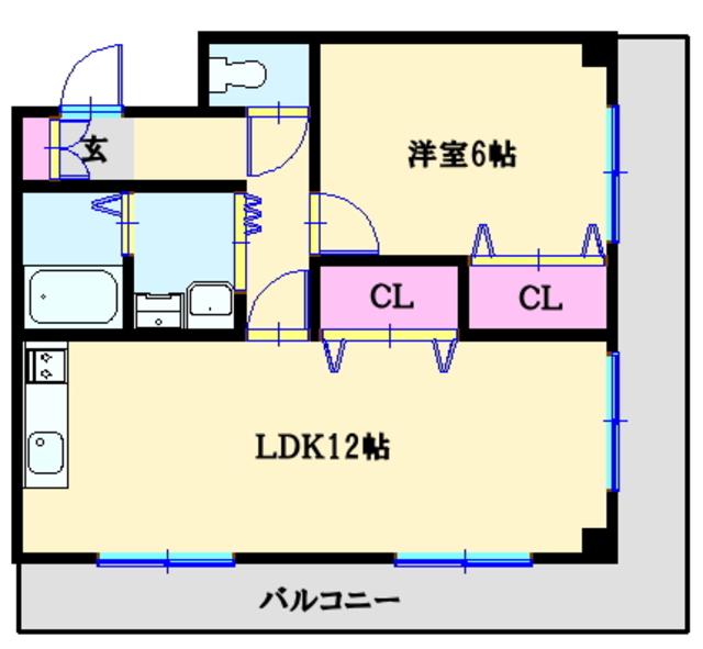 B.Fハイツ(1LDK/4階)の間取り写真