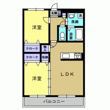 グランディールさくら(2LDK/4階)の間取り写真