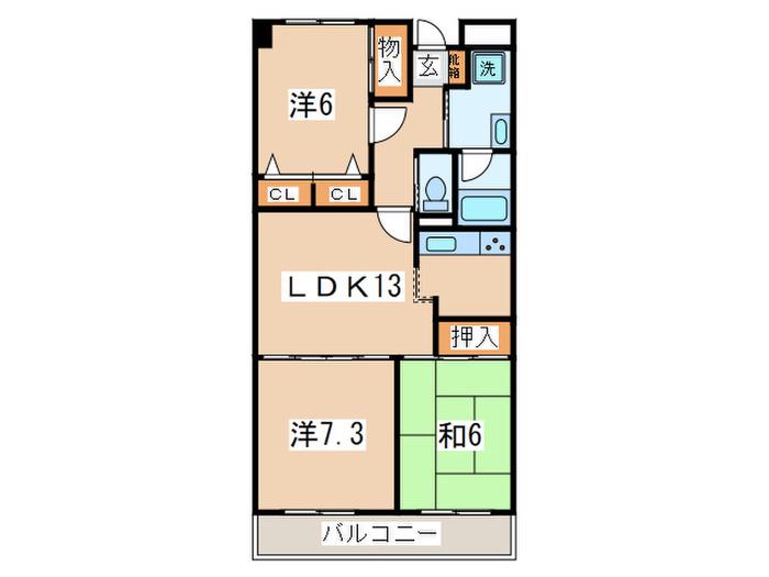 平野ビル6(3LDK/3階)の間取り写真