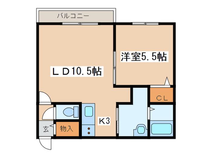 ラ・メール(1LDK/3階)の間取り写真