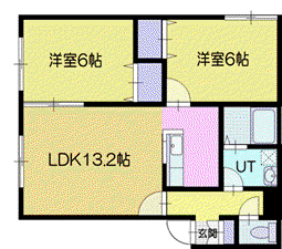 アメックスチトセ(2LDK/1階)の間取り写真