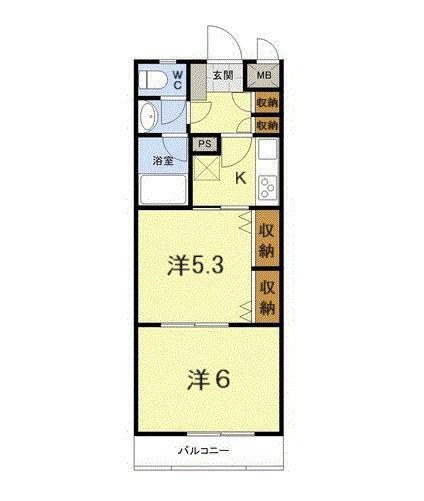 クレシア東戸塚(2K/1階)の間取り写真