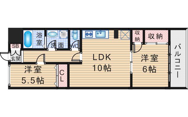 ミウラマンション(2LDK/2階)の間取り写真