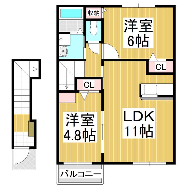 メゾンせんろく(2LDK/2階)の間取り写真