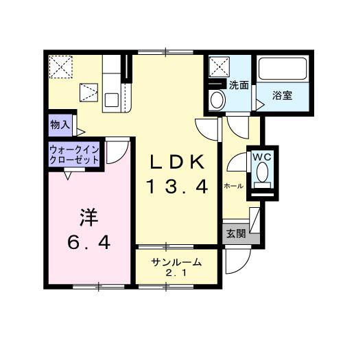 グレイス VI(1LDK/1階)の間取り写真