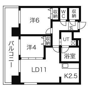 LEONE中島公園(2LDK/14階)の間取り写真