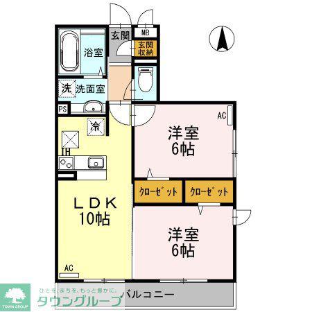 ラ・ルーチェ(2LDK/1階)の間取り写真