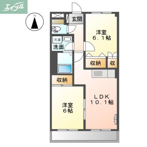 ベルグランデ高柳(2LDK/5階)の間取り写真