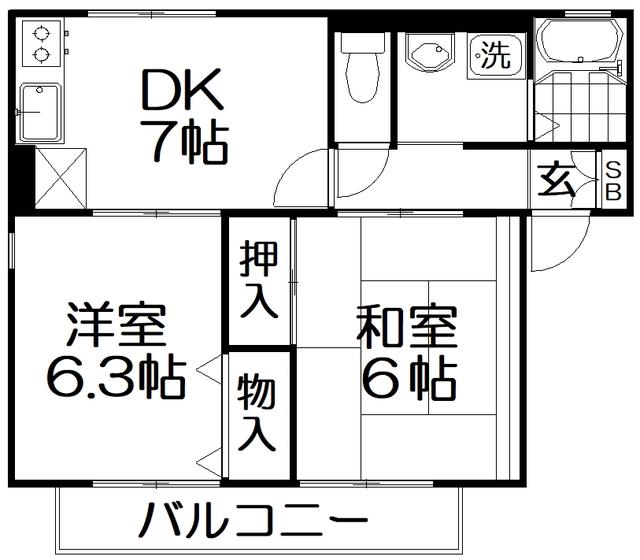 プランドール南楠葉(2DK/1階)の間取り写真