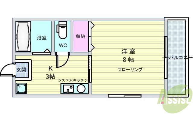 マンションアマティ(1K/3階)の間取り写真