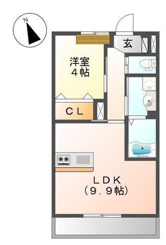 ブラッサムコート(1LDK/1階)の間取り写真