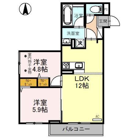 D-RESIDENCE所沢(2LDK/3階)の間取り写真