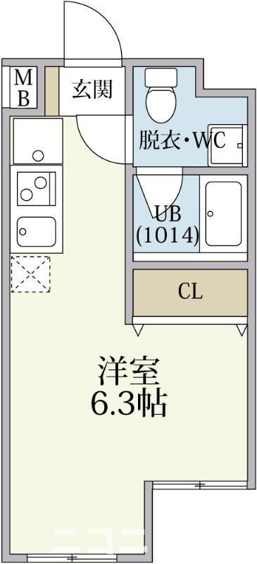モアナコート北綾瀬(ワンルーム/1階)の間取り写真