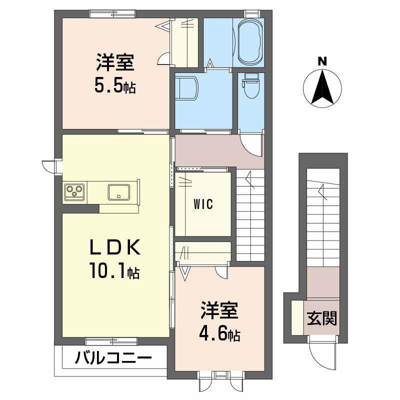 リオン・エフ(2LDK/2階)の間取り写真