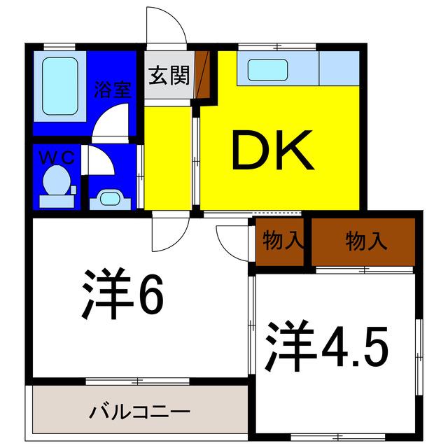 松原マンション(2DK/3階)の間取り写真