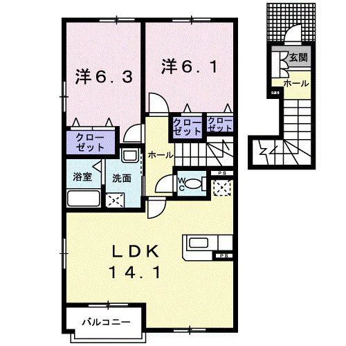 グレイス(2LDK/2階)の間取り写真